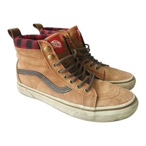 Vans Sk8-Hi MTE Scotchgard Suede Sneakers Men’s 7 / Women’s 8.5 Tan Plaid Lining
